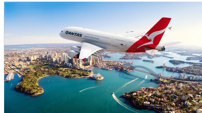 ESCAPE: Cover Story, Dec 17 – Qantas Airbus 380, Sydney Harbor, Australia. Picture: Supplied/Qantas