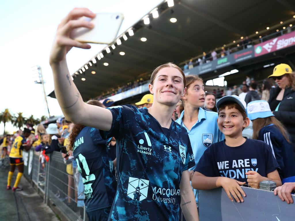 Sydney FC’s Cortnee Vine celebrates with fans after the A-League Women Semi Final. Picture: Getty Images