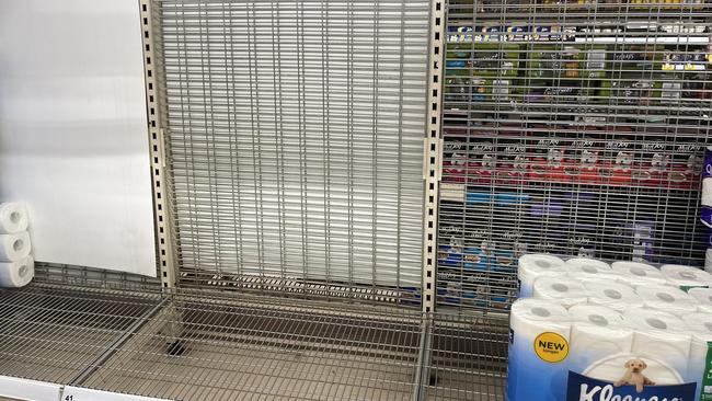 Empty toilet paper shelves at Chadstone on Friday. Picture: Supplied