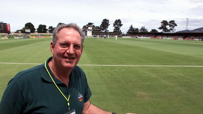 The late cricket commentator Tony Cozier at Bellerive Oval.