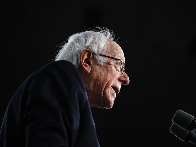 Democratic presidential candidate Senator Bernie Sanders speaks to supporters at a caucus campaign rally in Des Moines, Iowa. Picture: AP