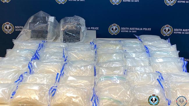 50kg of methamphetamine seized at Port Wakefield in 2021. Picture: SA Police