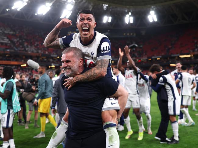 Tottenham rode Ange Postecoglou all the way to European glory. Picture: Getty