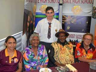 FROM LEFT: Year 10 student Jasinta Willis, Aunty Ada Simpson, indigenous student ambassador Kael Ruthven, Uncle Robert Bond and Aunty Daveena Lawlor. Picture: Josh Preston