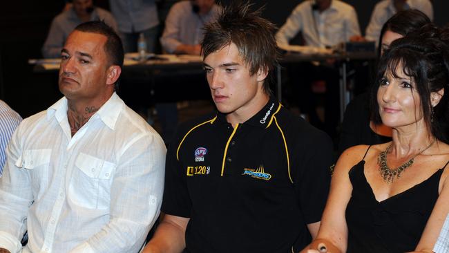 Dustin Martin with dad Shane and mum Kathy at the 2009 AFL Draft.