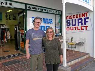 NEW WAVE: The owners of surf clothing store Low Pressure Surf Co, Noel and Michelle Smith, have just established a factory outlet store in Grafton called Out the Back. Picture: Tim Howard