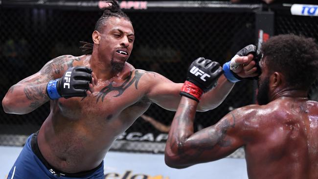 Greg Hardy has vowed retribution for Tai Tuivasa’s sledge. Picture: Zuffa LLC