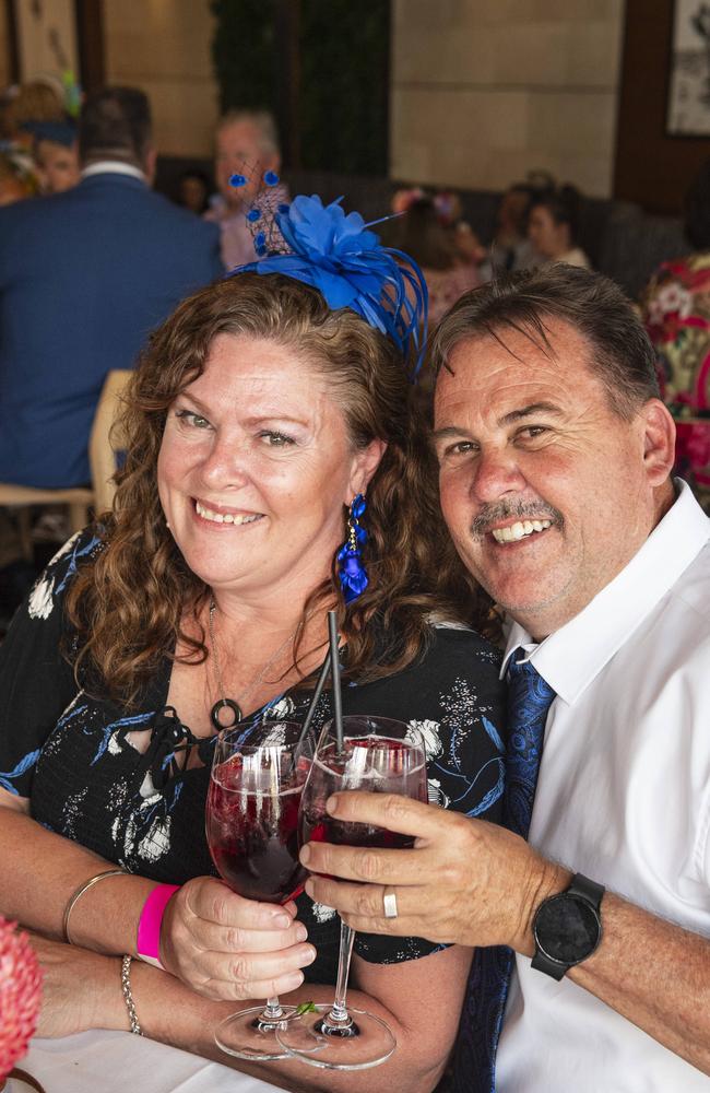 Kelly Hohn and Darren Van Rangelrooy at Fitzy's Melbourne Cup Party, Tuesday, November 5, 2024. Picture: Kevin Farmer