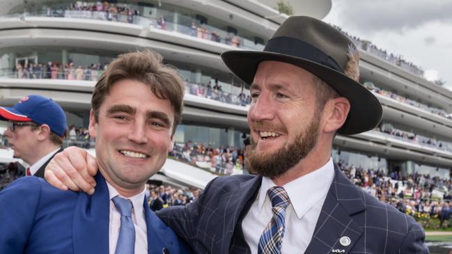 David Eustace and Ciaron Maher Gold Trip (FR) ridden by Mark Zahra wins the Lexus Melbourne Cup at Flemington Racecourse on November 01, 2022 in Flemington, Australia. (Photo by Jay Town/Racing Photos via Getty Images)