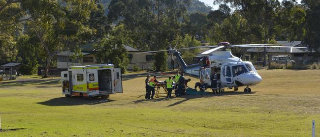 One of the officers suffered multiple broken bones and was flown to the Princess Alexandra Hospital.