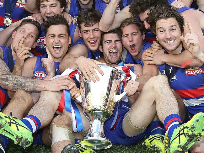 2016 AFL Grand Final match between the Western Bulldogs and the Sydney Swans at the Melbourne Cricket Ground (MCG), Melbourne, Australia on October 1, 2016. The Western Bulldogs Team with Cup Picture Michel Klein