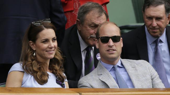 Catherine, Duchess of Cambridge, and Prince William enjoy the Wimbledon men’s final in the Royal Box. Picture: AP