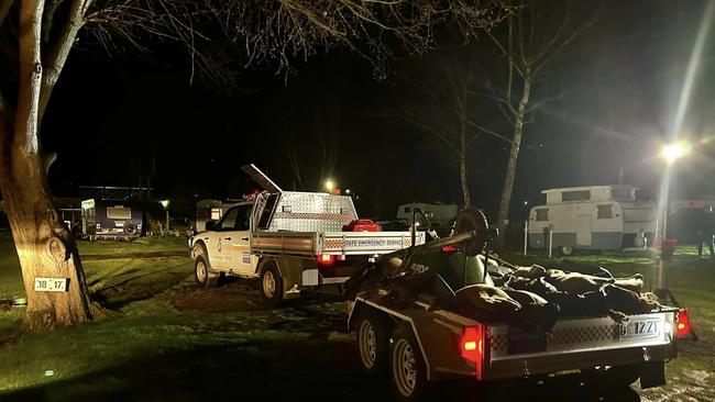 New Norfolk Caravan Park that has been evacuated due to rising flood waters from the Derwent River. Picture: Michelle Dracoulis