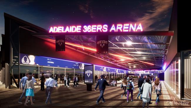 Artist impression of the entrance at Pelligra’s redevelopment of Titanium Security Arena. Source: Pelligra