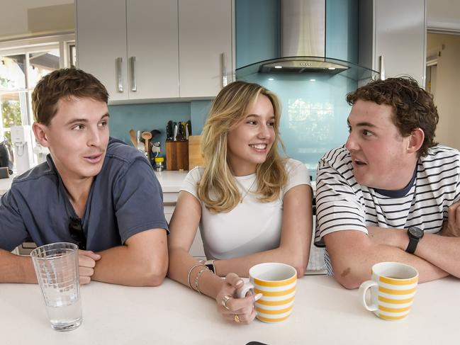 12 December 2024Archie Allen, Jemima Bell and Harry Oates.Research by McCrindle shows Aussies are looking to get more connected, face to face ... with younger generations leading the charge, 57% of Gen Z wish social media was never created.Pic RoyVanDerVegt.