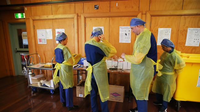 Frontline workers staff from StVincents in the clinic. St Vincents Hospital. Picture: Rohan Kelly