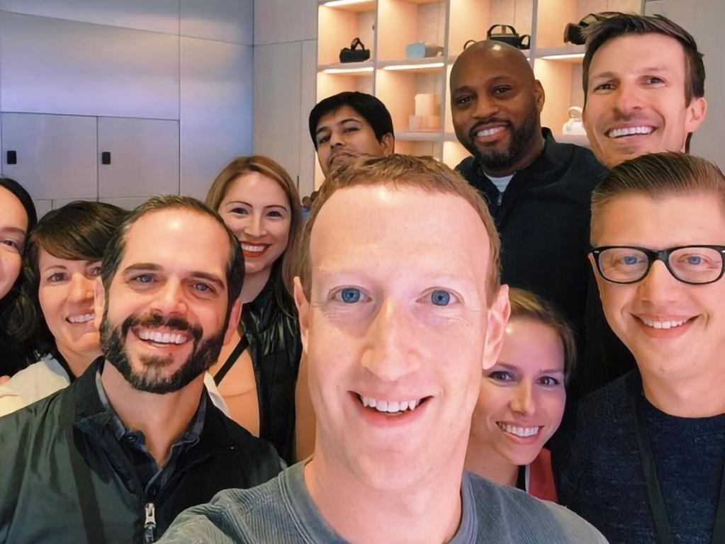 The group selfie that set the Zuckerberg-is-an-alien rumour mill back in motion. Picture: Facebook