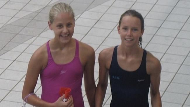 Emma McKeon and best friend Dom at a swim meet.