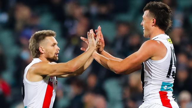 Dan Butler and Rowan Marshall have been in good goal-kickin form for the Saints in 2020. Picture: Daniel Kalisz/Getty Images