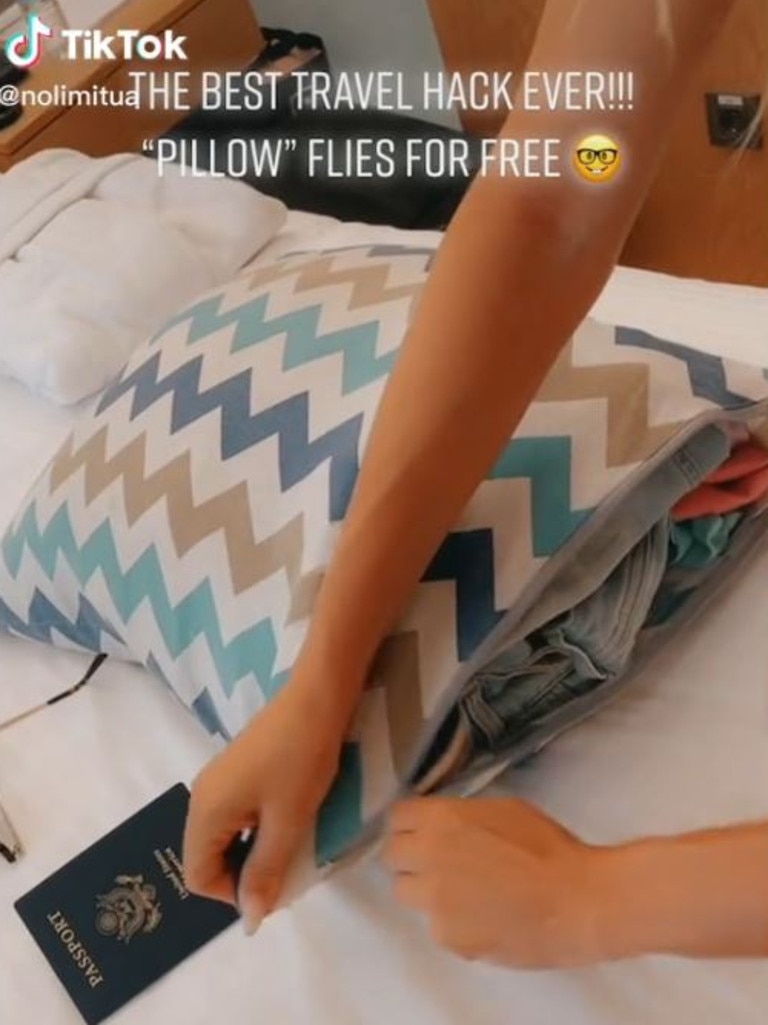 Inflatable pillow 'travel hack' called 'embarrassing