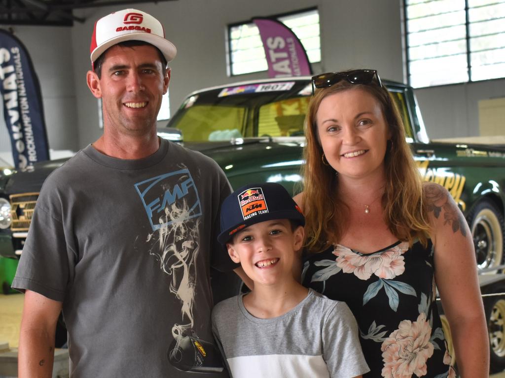 Townsville's Larsen family - Rob, Ryan and Katherine - at scrutineering for Rockynats 04 at the Rockhampton Showgrounds on March 28, 2024.