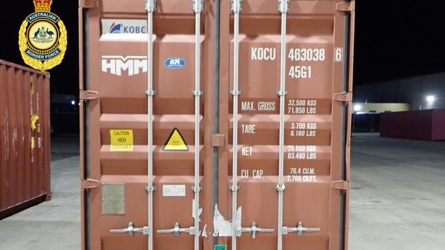 The shipping container where the illegal cigarettes coming in from China were located. Picture: Australian Border Force/Supplied