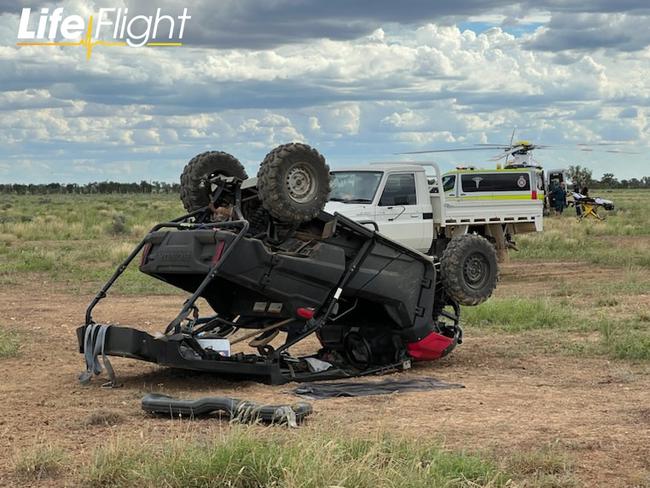 LifeFlight airlifted a man in his 70s to hospital on Saturday after an ATV rollover incident.