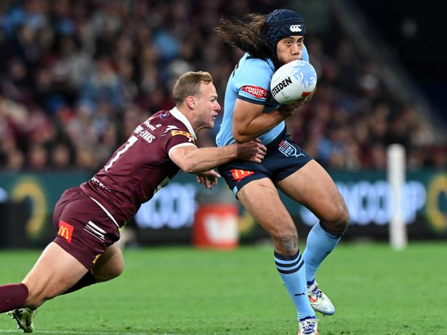 Jarome Luai has proven over the past few months he’s more than just Nathan Cleary’s sidekick. Picture: Bradley Kanaris/Getty Images