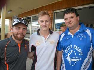 OPPORTUNITY: Wanderers tourists Nick Morris and Cahal Davis with Warwick Cricket Association president Dave Walker. Picture: Gerard Walsh