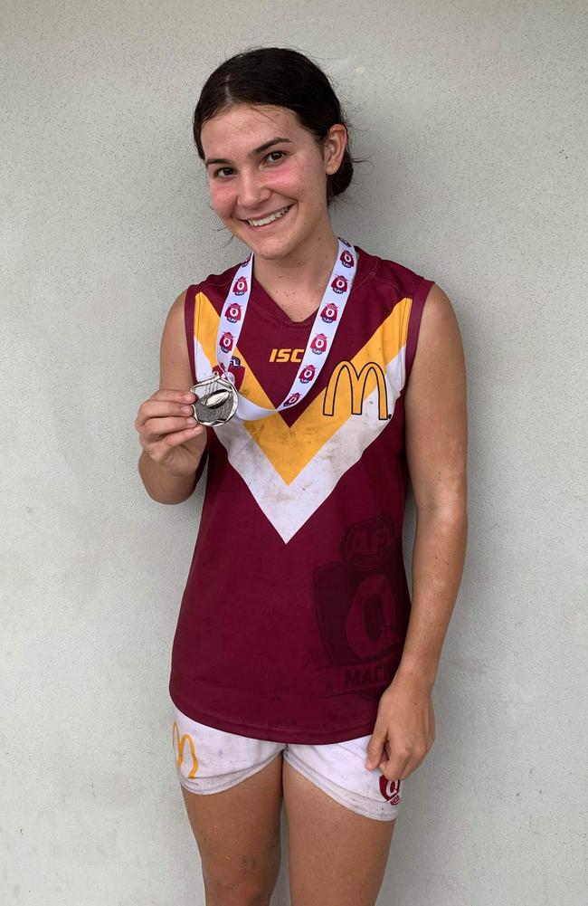 Indiana Brough was awarded the 2021 Anzac Day medal for being best on ground. Photo: Bakers Creek Tigers.