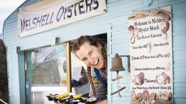 Melshell Oysters’ Cassie Melrose, in their Oyster Shack at Dolphin Sands. Picture Chris Kidd