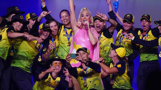 More than 80,000 fans watched the Australian cricket team and Katy Perry at the MCG. Picture: AAP