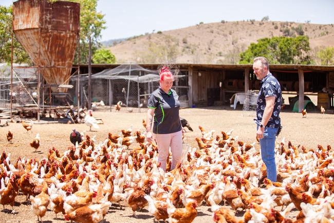 South Burnett food ambassador Jason Ford purchased some eggs from third generation farmer Estelle Kolling who owns a free range egg farm.