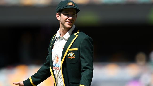 Tim Paine of Australia walks across the field before play starts during day one of the 4th Test Match in the series between Australia and India at The Gabba on January 15, 2021 in Brisbane, Australia. (Photo by Jono Searle/Getty Images)