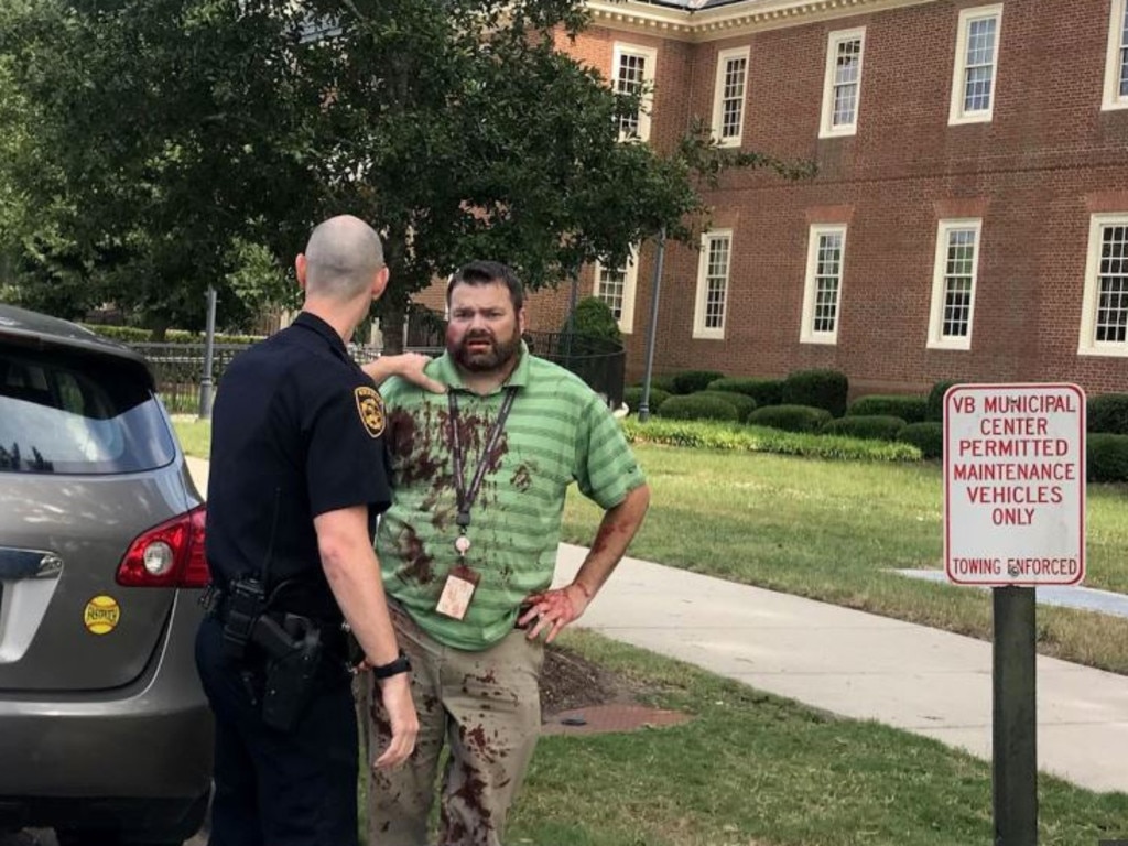 Witness Alyssa Andrews took this photo of a victim after the Virginia Beach mass shooting. Picture: Alyssa Andrews