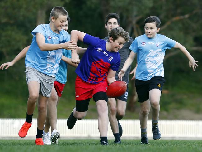 Players from the East Sydney Bulldogs U14 team training at Trumper Oval in Paddington. Picture: Sam Ruttyn