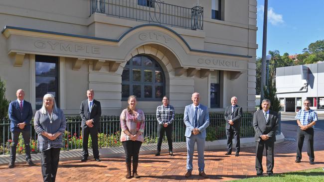 Gympie Regional Council - Bob Fredman, Dolly Jensen, Shane Waldock, Jess Milne, Bruce Devereaux, Mayor Glen Hartwig, Warren Polley, Deputy Mayor Hilary Smerdon and Dan Stewart