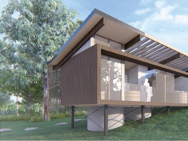 Artist impression of new glamping facilities planned for Two Pines Cafe in the Numinbah Valley of the Gold Coast Hinterland. Picture: Supplied