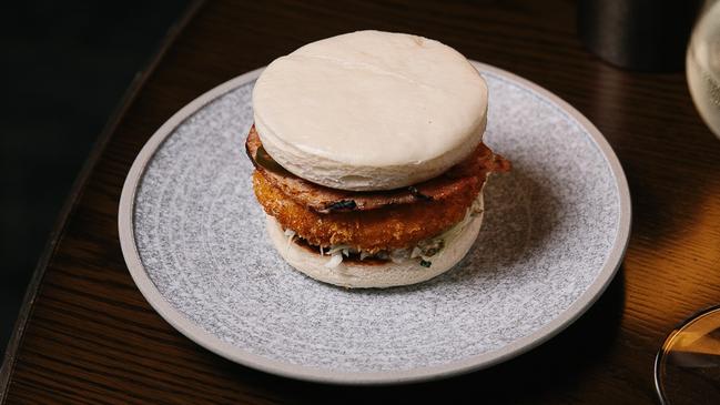 The barramundi katso bao burger at Boom Boom Room Izakaya in Brisbane.