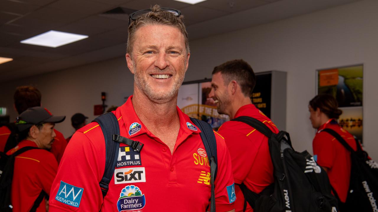 Damien Hardwick as the Gold Coast Suns land in Darwin for their AFL double header. Picture: Pema Tamang Pakhrin