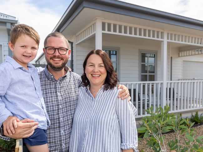 Dane Clasen and his partner Tina and four-year-old son Liam have just moved into their first home in the suburb. Melbournes more affordable suburbs have been among the big winners of the 2024 housing market, with the western suburb of Eynesbury among the top performing areas.  Picture: Jason Edwards