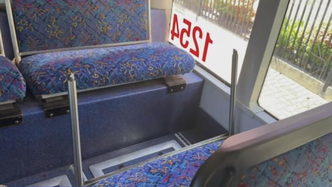 A witness allegedly saw a person pull the seat off the bus and use it as a weapon. Picture: 9News