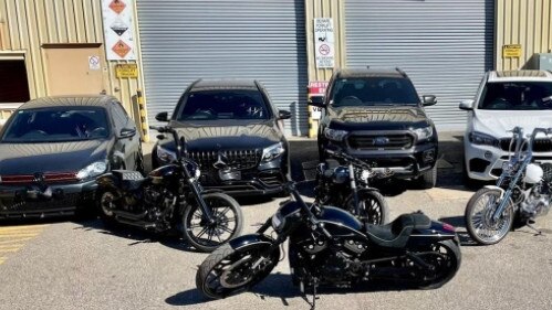 Five vehicles, as well as four Harley Davidson motorcycles and a jet ski, were seized in the raids. Picture: SA Police