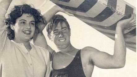 Rosalie and Bill Furler on the beach where they met.