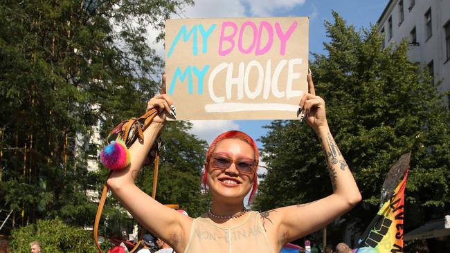 A participant attends the Berlin Trans Pride 2021 march in July.