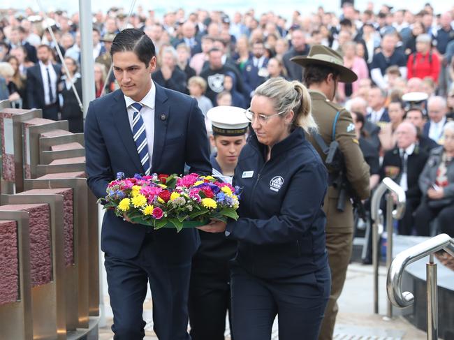 Dignitaries lay a wreath. Picture: John Grainger