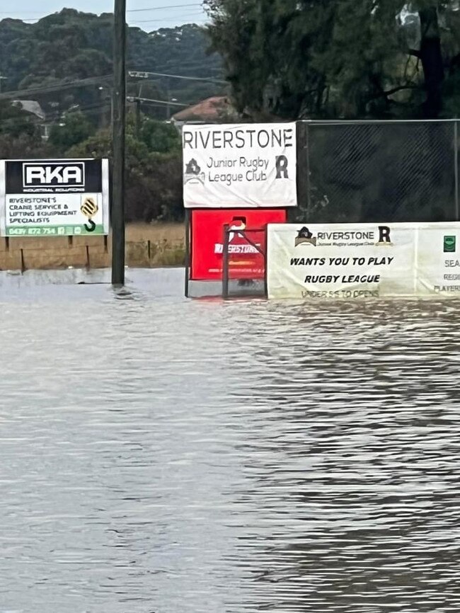Riverstone Park is flooded. Picture: Riverstone Little Athletics Facebook page