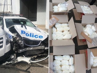 Alleged drug dealer crashes 270kg of ice into parked cop car