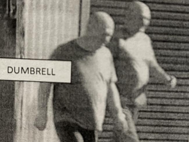 A police surveillance picture of Ray Dumbrell and Kevin Theobald.
