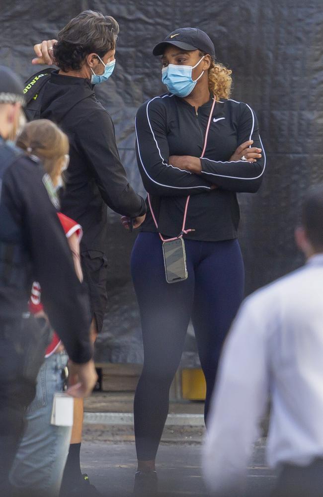 Serena Williams training in Adelaide on Monday afternoon. Picture: Media Mode